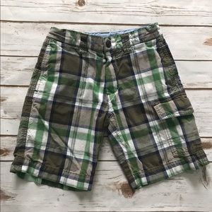 LACOSTE Green white plaid Shorts Boys size 6